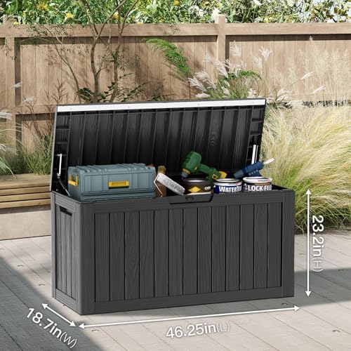 Mars Villa Deck Box, Outdoor Storage Box Waterproof, 80 Gallon, Black - Image 2