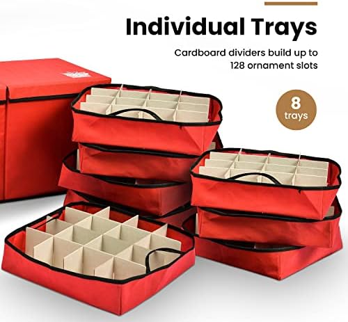 Holiday Cheer Premium Christmas Ornament Storage, 8 Tray, 128 Ornaments - Image 3