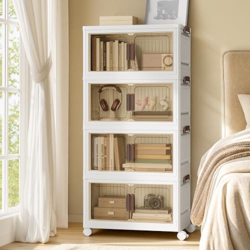 SONGMICS 48QT stackable storage bins with 1 Lid, 4-Tier Foldable Bins by SONGMICSbySONGMICSHOME