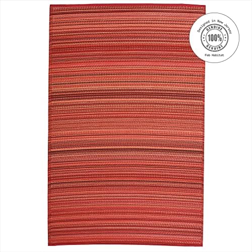 Fab Habitat Striped Outdoor Rug - Waterproof, Fade Resistant, Crease-Free, Reversible - Premium Recycled Plastic - Patio Porch Balcony Deck - Cancun Sunset - 8x10 ft - Image 3