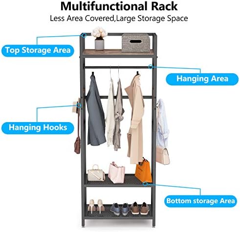 Tribesigns Small Heavy Duty Clothes Rack Set of 10 with Shelf and Hanging Rod, Freestanding Closet Organizer, Industrial Hall Tree Garments Rack for Small Space,Bedroom,27'' W X 69'' H, 10 pcs - Image 5