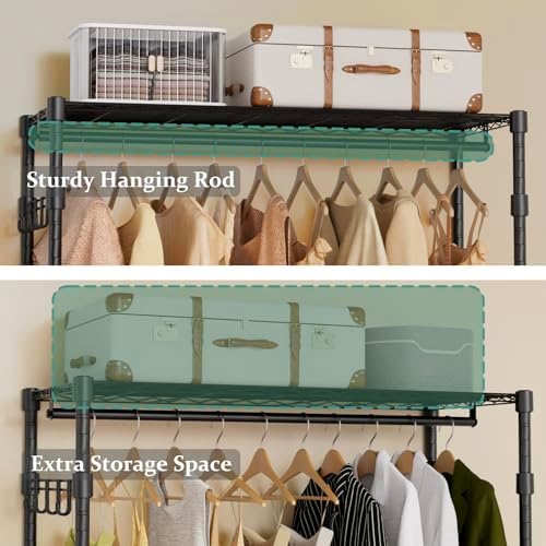 Heavy Duty Rolling Wheels Portable Metal Garment Rack, - Image 5