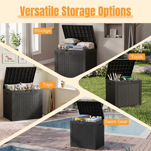 Outdoor Storage Box,42 Gallon Waterproof Resin Patio Deck Box - Image 5