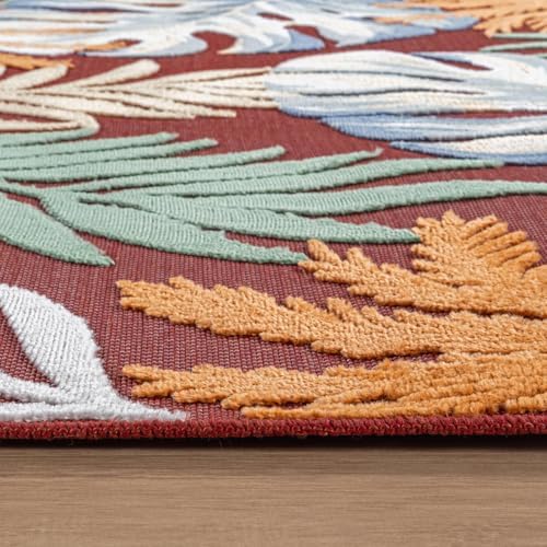 Luul Home Floral Indoor Outdoor Rugs 8x10 Large Area Rug for Living Room, Patio Decor, Kitchen, and Entryway Rug, Washable Stain Resistant Outside Carpet Red 8 x 10 - Image 7