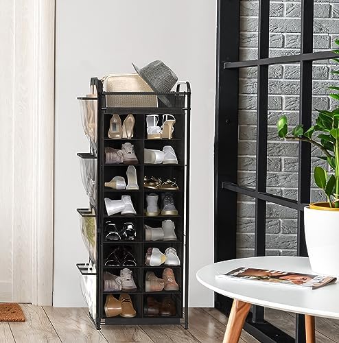 Simple Houseware 16 Cube Shoe Stand Tower Rack 8 Tier, Black - Image 5