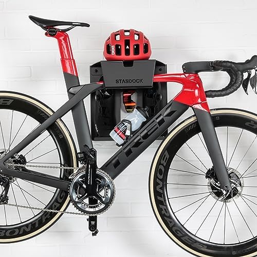 Stasdock Wall Bike Rack | Bike Storage Wall Mount System | For Race Bicycles (Happy Black) and Mountain Bikes | Bike Shelf | Indoor bike wall bracket | Store your helmet and shoes | Home and Garage - Image 2