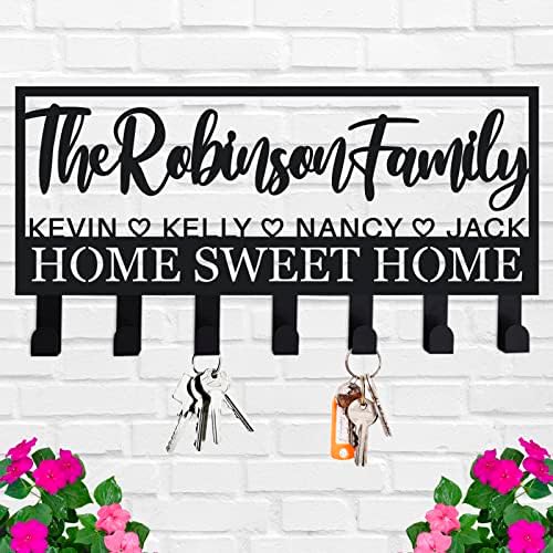 Personalized Family Name Key Holder, Entryway Key Rack, Last Name Key Holder for Wall by HRZSIGNFC