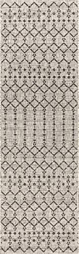 Eyely Moroccan Woven Runner Rug 2X10 Lt Gray/Black, Indoor Outdoor Rug - Image 3
