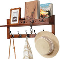 Coat Rack Wall Mount with Shelf, 26IN Wooden Coat Hanger Hooks Wall Mount with 8 Metal Hooks, Hanging Shelf with Hooks, Retro Walnut by ExperCity