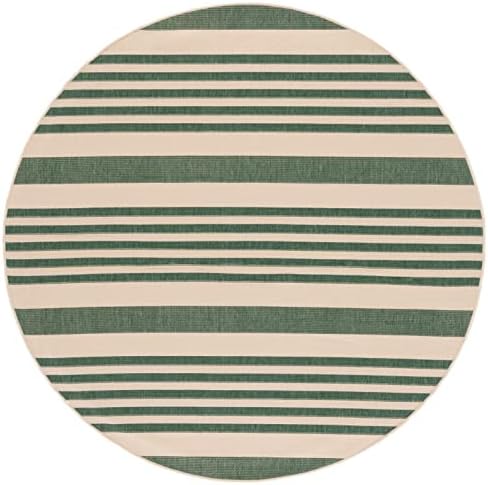 SAFAVIEH Washable Rug Outdoor Courtyard Collection - 5'3" Round, Beige & Dark Green, Non-Shedding & Easy Cleaning, Ideal for Patio, Backyard, Mudroom (CY6062-322) - Image 3