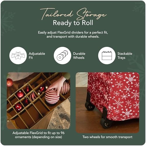 Covermates Rolling Adjustable Ornament Storage Bag, 25.5"W x 13"D x 18.5"H - Image 5