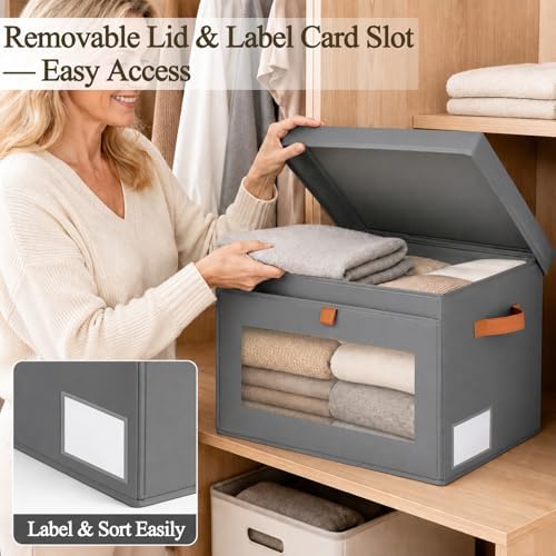 combocube Storage Bins with Lids, 4 Pack Large Fabric Closet Organizer - Image 5
