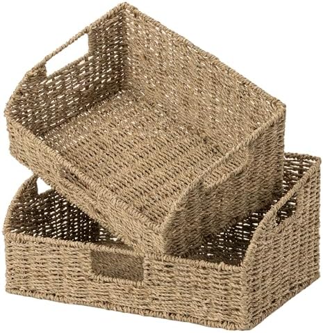 StorageWorks Pantry Baskets for Organizing, Seagrass Storage Baskets,2-Pack by StorageWorks