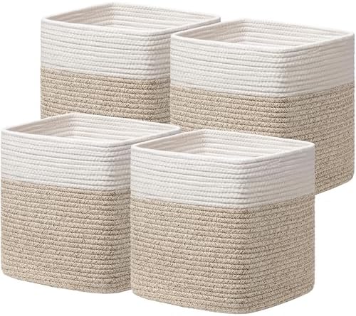 joybest 13inch Cube Storage Bins, Cotton Rope Woven Organizer Basket by joybest