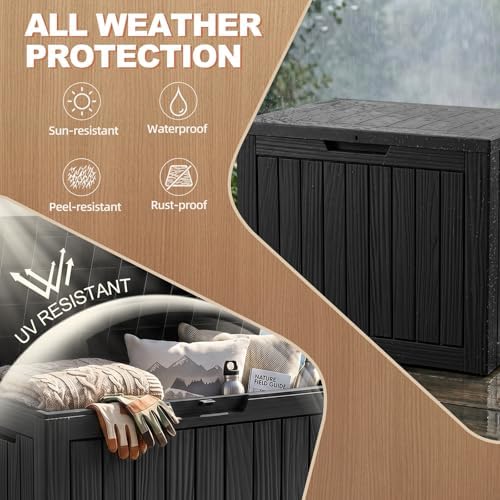 EFU Outdoor Storage Box 60 Gallon Deck Box, Waterproof Resin, Black - Image 2
