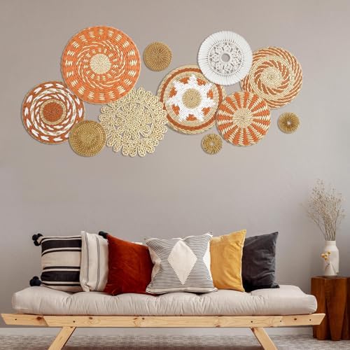 Tatuo 11 Pcs Boho Wall Basket Decor Woven Wall Hanging Art, Delicate - Image 6