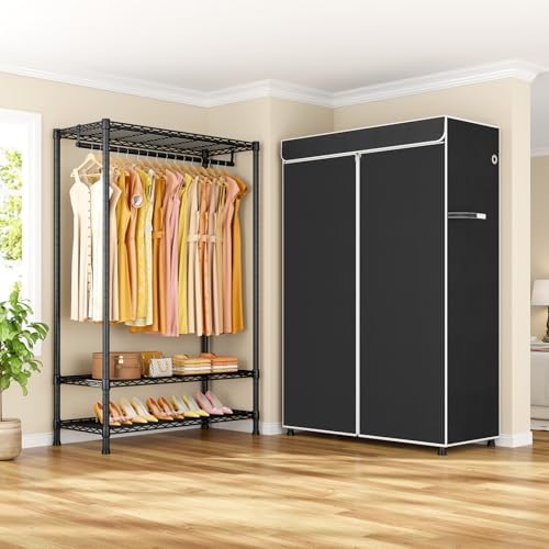 ULIFHOME H5C Plus Clothes Rack with Cover, Covered Clothing Rack Heavy Duty - Image 6