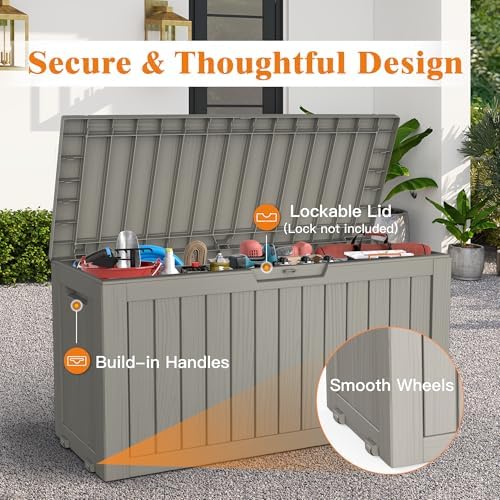 Outdoor Deck Storage Box, 75 Gallon Deck Box,Lockable Patio Storage Bench - Image 3