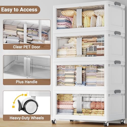 BROVIEW 800Qt Extra Large Stackable Storage Bins with Lids, 5-Pack White - Image 5