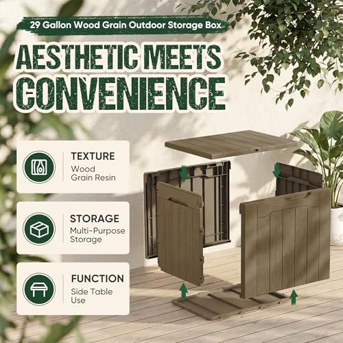 Devoko 29 Gallon Deck Box, Waterproof Resin Outdoor Storage Box - Image 7