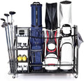 Golf Bag Storage Organizer Rack for Garage, Golf Bag Stand with Rolling Wheels, Heavy-Duty Metal Golf Equipment Organizer for Home, Garage, Clubhouse by Logicexplore