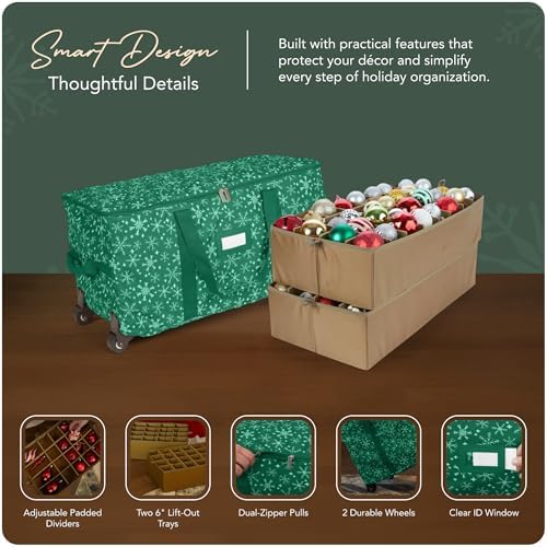 Covermates Rolling Adjustable Ornament Storage Bag, 25.5"W x 13"D x 12.5"H - Image 4