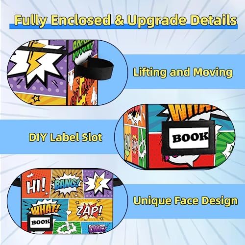 10 Pack Comic Book Storage Box, 15.8" X 7.8" X 11.8", Heavy Duty Collapsible Holds 160-180 Comic Book Bin Container Holder Shelf(Cartoon Colorful) - Image 5