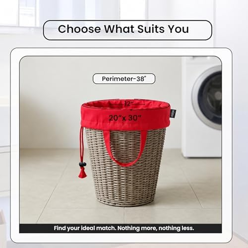 LFH Home Cotton Rich Large Premium Canvas Laundry Bag, Heavy Duty Washable Laundry Hamper with Drawstring & Handles, Multi-Use Clothes Storage for Home, Travel & College, 20"x30" (Pack of 4) - Red - Image 2