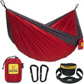 Wise Owl Outfitters Hammock for Camping Double Hammocks Gear for The Outdoors Backpacking Survival or Travel - Portable Lightweight Parachute Nylon DO Red & Charcoal by WiseOwlOutfitters