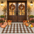 MUBIN Fall Decor Cotton Buffalo Plaid Rug, 4' x 6' Coffee White Outdoor Rug Decorative Mat, Washable Large Doormat Hand-Woven Foldable Area Rug for Outdoor Patio Indoor Living Room Dining Room Kitchen by MUBIN