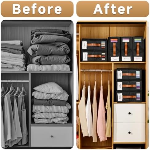 8pack Bed Sheet Organizer, Foldable Linen Closet Organizers and Storage with Sealed Design, Queen & King Size Sheet Storage with Window, Closet Organizer for Bedsheets/Blankets/Clothes, Black - Image 2