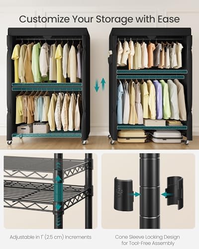 SONGMICS Clothing Rack, Heavy-Duty Garment Rack, Adjustable Storage Shelves - Image 4