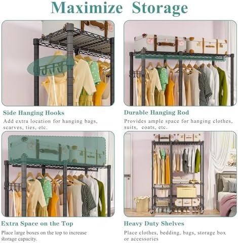 5 Tiers Wheel Portable Heavy Duty Garment Rack - Image 4