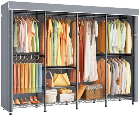 ULIFHOME H41C Clothes Rack with Cover, Covered Clothing Rack Heavy Duty by UlifHome