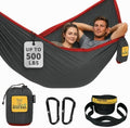 Wise Owl Outfitters Hammock for Camping Double Hammocks Gear for The Outdoors Backpacking Survival or Travel - Portable Lightweight Parachute Nylon DO Charcoal & Red by WiseOwlOutfitters