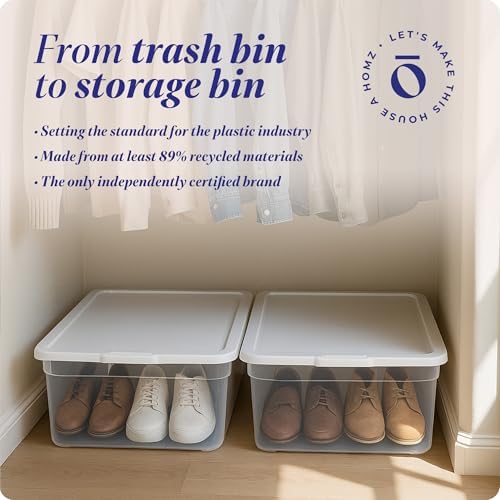 HOMZ Clear Plastic Storage Bins w/Snaplock Lids, 28 Qt, White, 2 Pack - Image 5