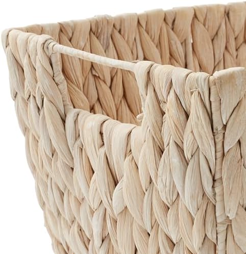 Casafield Set of 4 Water Hyacinth Storage Baskets with Handles - Whitewash White, Woven Storage Bins for Shelves, Blankets, Laundry Organization - Image 5