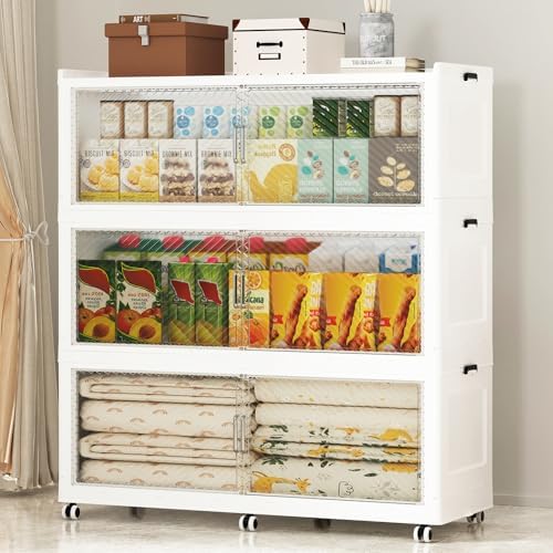 SAILUN 240Gal Extra Large Stackable Storage Bins with a Lid,White,3Pack by SAILUN