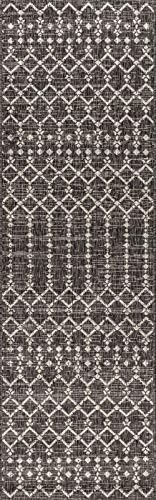 Eyely Moroccan Woven Runner Rug 2X10 Black/Gray, Indoor Outdoor Rug - Image 3