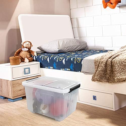 Kekow 4-Pack Clear Plastic Large Storage Box, Latch Bin with Wheels, 30 L - Image 5