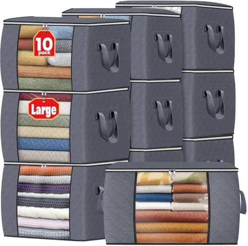 Fab totes 90L Clothes Storage, Foldable Thick Fabric Blanket Storage Bags by Fabtotes