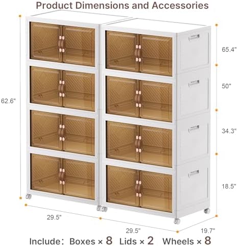 UAMFURI Stackable Storage Bins, 1440QT Collapsible Drawers with 2 Lids - Image 2