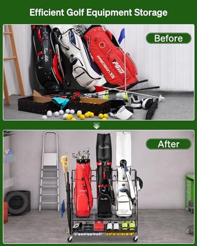 FHXZH Golf Bag Storage Garage Organizer - Golf Bag Stand with Wheels - Image 5