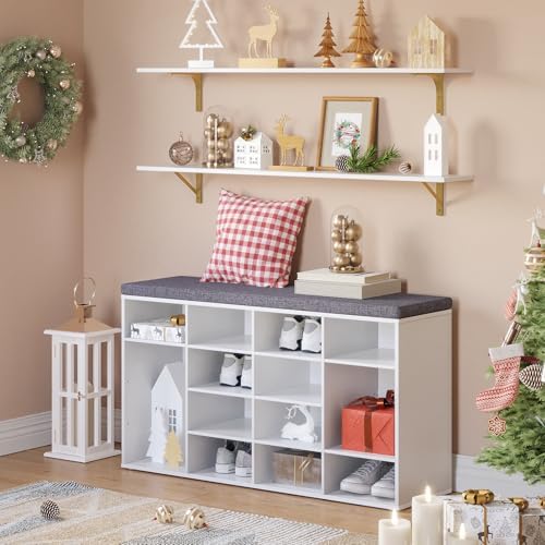 DINZI LVJ Long Wall Shelves, 47.3Inch Wooden Wall Mounted Shelves, Set of 4 - Image 4
