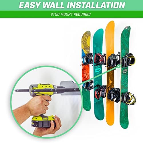 GoSports Wall Mounted Ski and Snowboard Storage Rack - 2 or 8 Ski Sizes - Image 5