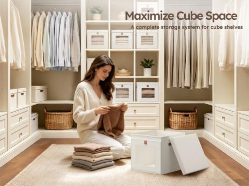 Homsorout Cube Storage Bins with Lids - Front Opening, Clear Window, 6 Pack - Image 5