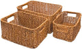 GIB Woven Storage Baskets for Organizing, Plastic Wicker Storage Baskets for Shelves, Waterproof Rectangular Storage Bins Organizers for Closet Pantry Table, Set of 3, Brown by GIBCleaningtool