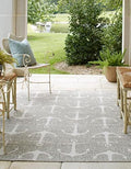 Unique Loom Outdoor Coastal Collection Area Rug - Ahoy (4' 1" x 6' 1" Rectangle, Gray/ Ivory) by UniqueLoom