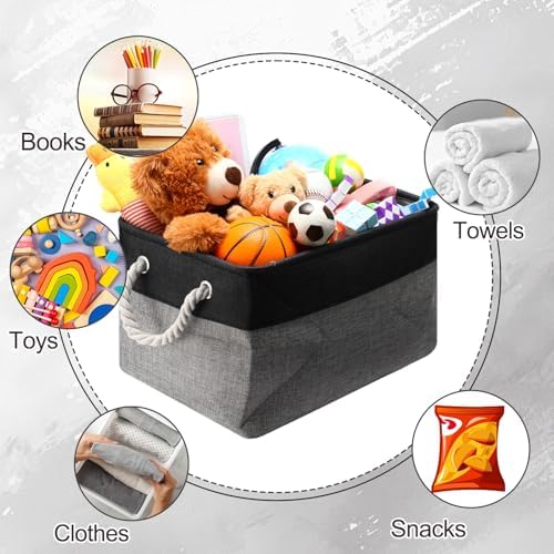 meekoo 8 Pack Fabric Storage Bins Baskets, 15 x 11 x 9.5 in, Black Gray - Image 5