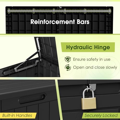 Devoko 100 Gallon Outdoor Storage Box, Waterproof Deck Box Lockable - Image 3